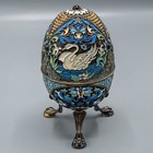 Antique Russian Jeweled Enameled 84 Silver Footed Egg Box 243 Grams - 5 