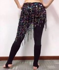 Belly Dance Triangle Skirt Bead Sequin Fringe Tassel Mesh Hip Scarf Belt Wrap
