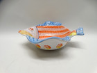 Multicolor Fish Shaped Deep Decorative Bowl With Flower And Stripe Design Italy