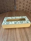 Vintage Plastic Tissue Kleenex Box Cover Holder Mid-century Green Flowers