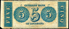 1800   s Citizens Bank New Orleans  5 Dollar Cinq Note Obsolete Banknote Crisp Unc
