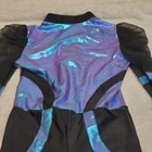 Revolution Dance Black Mesh Blue Reflective Unitard One Piece Costume Girl Mc