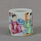 19c Chinese Porcelain Bird Cage Feeder   Water Cup 4 Figures