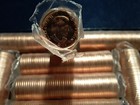 2012 Canadian Small Cent None Magnetic Roll Red Bu stock Photo