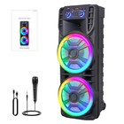 4  12   Portable Bluetooth Speaker Dual Subwoofer Heavy Bass Sound System   Mic