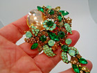 Green Large Rhinestone Brooch Pin   Holiday Fashion Jewelry   4 5   e10 