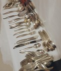 Vintage Mcm Silverplate Flatware   125 Pc Set   1847 Rogers Bros  Flair C1956