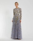 Mac Duggal 5533 Platinum Gold Size 6 Embellished Gown High Neck Long Sleeve Nwt