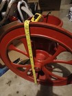 Antique  vtg Single Wheel Cast Iron Manual Coffee Mill Lg Grinder Red  3 - Guc 
