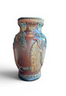 Antique Japanese Tokoname Terracotta Relief Sage Vase Meiji Period Signed 12 5 