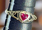 Sz 4 Rope Framed Heart Promise Pinky Or Child Ring Sterling Silver Filigree Band