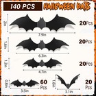 140pcs Bats Halloween Decor  Real Scary Bat Stickers For Party Black