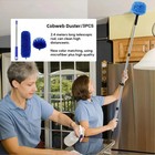 Cobweb Duster With  Extension Pole Spider Web Remover  2pcs Cob Blue