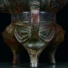 Ancient Chinese Shang-zhou Dynasties Bronze Wine Vessel With Human Face Pattern