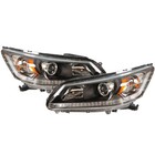 Left right Side Headlights Black Housing Halogen For 2013-15 Honda Accord Sedan