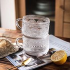 Vintage Coffee Mugs  Glass Coffee Mugs 14 Oz Set Of 4 Embossed Glass Cups