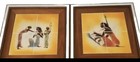 Vintage Pair Of Mid-century Modern mcm  Tile Art Ancient Egyptian Design