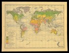 Vintage World Map Vegetation Ocean Currents 1930s Original Atlas Map