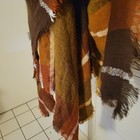 Brown Plaid Stripped Oversized Shawl Wrap Scarf Fringe Soft Blanket 54x57