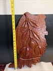 Hand-carved Wooden Plaque Depicting The Island Of Grenada With Floral Motif 