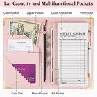 Server Books For Waitress  Pu Leather Server Book With Zipper Pockets  Flower Pa