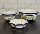 3 Vintage Bassano Italy Hand Painted Ceramic Wall Molds Blue White Decor