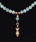 Blue-green Amazonite And Copper Beaded Necklace With Goddess Pendant