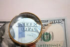 2  Vintage Antique Style Solid Brass Heavy Glass Magnifying Desk Lens Magnifier