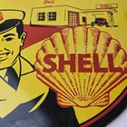 Vintage Shell Gasoline Sign - Route 66 Road Service Station Gas Porcelain Sign