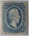 Us Confederate Stamp 1863 10c Sc  Csa 11 Used Imperf   Blue Pse Cert 