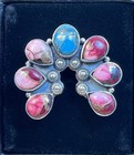Rose Dahlia Turquoise Sterling Silver 34x30mm Naja Ring Adjustable 