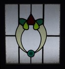 Old Abstract Floral English Leaded Stained Glass Window 18 1 4  X 19 3 4 