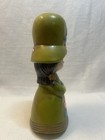 Holiday Fair Chalkware Flower Power Girl Coin Bank Green Painted Japan