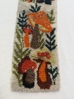 Vintage 70s Mushroom Garden Boho Hang Up Latch Hook Rug Wall Hanging 13x46 Mcm