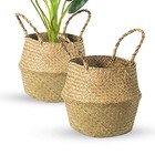 Seagrass Belly Basket  Set Of 2 Woven Plant Pot Holder Handmade M set Of 2 