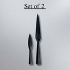 Hand Forged Leaf Spearhead Set-2 On Wood Shaft  Medieval Viking Javelin Replica