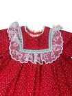 Vintage Bryan Red Floral Lace Dress Green Ribbon Strawberry Shortcake Usa 5 1980