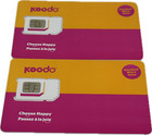 2 Pcs Koodo Nktrisim Tri-cut Sim Card Nano Micro Regular 3g 4g Lte Postpaid New