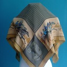 Vintage Christian Fischbacher Horse Racing Silk Scarf     Equestrian Art   Silk
