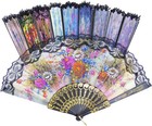 10 Pieces Spanish Hand Fan Handheld Fans For Women Floral Spanish Folding Fan