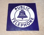 Original Vintage Bell System Connections Public Telephone Porcelain Flange Sign