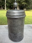 Antique Early Pewter Engraved German Beer Stein Walzenkrug Saxonian C 1812