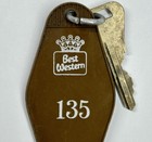 Vintage Key Fob Hotel Best Western Brown Tag  135