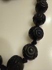 Antique Victorian Bog Oak Bead Mourning Necklace Approximately 50  Long