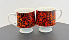 Vtg Retro 2 Holt Howard 1967 Footed Coffee Mugs Red Orange Fire Swirl Rare  7534