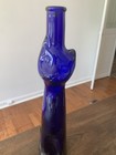 Cobalt Blue Glass Cat Bottle Vase