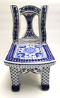 Vintage Blue   White Porcelain Chair Table Top 12  High Excellent Condition