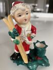 Htf Vintage Christmas Choir Santa Boys Candle Holders Set Of 3 Figurines Japan
