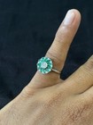 Vintage Circa Floral Style Labcreated Diamond Artdeco Engagement 14k Goldfn Ring