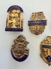 Lot Of 5 Antique Farragut High School Pins Chicago Gold Tone Blue Enamel